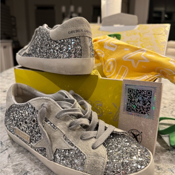 Golden Goose Shoes - Golden Goose Silver Glitter Sneakers • brand new •